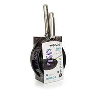 Arcos Serie Samoa | Lote de Sartenes 20 y 24 cm | Aluminio Forjado | Full Induction | Mango Acero Inoxidable Efecto Frio | Sistema ahorro energético | Apta lavavajillas | Color Negro