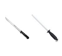 Arcos Serie Universal, Cuchillo Jamonero, Hoja de Acero Inoxidable Nitrum 240 mm + Serie Chairas, Chaira Afilador manual de cuchillos, Cuerpo de Acero