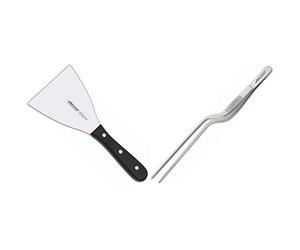 Arcos Serie Universal, Espátula De Cocina, Hoja De Acero Inoxidable Nitrum 125X120 Mm + Gadgets Profesionales, Pinzas para Emplatar, Acero Inoxidable 200 Mm, Color Gris
