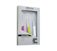Arcos | Set 3 Cuchillos Mondadores | Cuchillos Arcos | cuchillo de pelar | cuchillos pelar patatas | Acero Inoxidable Nitrum | Hoja de 100 mm | Envase Ecológico | Multicolor