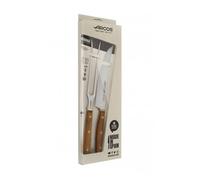 Arcos Utensilios Barbacoa - Cuchillo 200 mm y Tenedor 215 mm, Acero Inoxidable NITRUM, Mango Madera Ovengkol FSC, Set 2 Piezas, Embalaje Reciclado, Serie Nordika