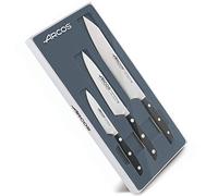 Arcos Serie Manhattan - Juego de Cuchillos de Cocina de 3 piezas (Cuchillo Chef + Mondador + Rocking Santoku) - Hoja de Acero Inoxidable Forjado NITRUM - Mango de Polioximetileno (POM) - Color Negro