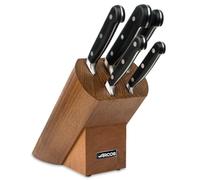 Arcos Set Cuchillos 5 piezas Acero Inoxidable Nitrum. Cuchillo Cocina Profesional Afilado para Cortar Carne. Mango Ergonómico Polioximetileno POM. Serie Opera. Diseño Clásico. Color Negro.