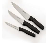 Arcos Set de 3 Cuchillos Profesionales (Cuchillo Pelador + Verduras + Chef) - Hoja de Acero Inoxidable NITRUM - Mango Ergonómico Antideslizante - Resistente al Lavavajillas - Serie Verona