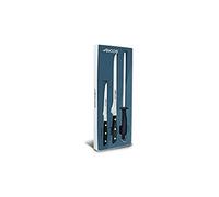 Arcos Serie Manhattan - Set Jamonero de 3 piezas (1 Cuchillo Jamonero + 1 Deshuesador + 1 Chaira) - Hoja de Acero Inoxidable Forjado NITRUM - Mango de Polioximetileno (POM) - Color Negro