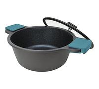 ARCOS Thera Olla Grande de Cocina de 32 Cm y 9,3 L. Cacerola Alta para Inducción, Gas y Vitro. Olla de Aluminio Fundido con Tapa de Cristal y Mango Extraíble. Apta Lavavajillas. Color Negro Azul