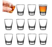 ARCPNRT 12 PCS Vasos De Chupito, Vaso para Beber Directamente, Vaso de Vino en Forma de Huevo, Vaso de Vidrio Templado, con Base Gruesa, Vasos de Chupito Transparentes, para Aguardiente, Vodka, Ouzo