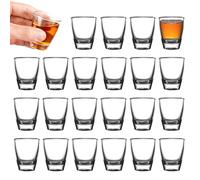 ARCPNRT 24 PCS Vasos De Chupito, Vaso de vino en Forma de Huevo de 35 ml, Vaso de Vidrio Templado, Vaso Para Beber Directamente, con Base Gruesa, para Aguardiente, Vodka, Ouzo, Sambuca, Tequil