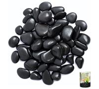 ARCPNRT Piedras de río pulidas negras de 4 a 8 cm, 1 kg, piedras negras pulidas, piedras de jardín grandes, piedras decorativas pulidas, para paisajismo, decoración del hogar, manualidades, proyectos