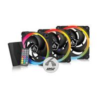 ARCTIC BioniX P120 A-RGB (3 Piezas, incl. A-RGB Controller) - 120 mm Ventilador de Caja, PWM, Optimizado para la Presión Estática, Enfriador, Rodamiento Dinámico Fluido, 400-2300 RPM - Negro