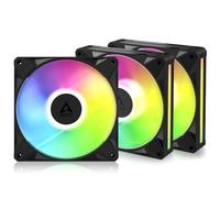ARCTIC BioniX P14 A-RGB pack de 3, ventiladores PWM 140 mm, Daisy Chain | Alta presión estática, 400-2500 rpm, 16 LED A-RGB, panel lateral translúcido, conexión sin cables