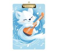 Arctic Fox Blue Music - Carpeta portapapeles para enfermería, tamaño A4, transparente, para profesores, primaria, color dorado, 22,8 x 30,5 cm