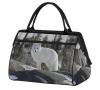 Arctic Fox - Bolsa de viaje blanca para mujeres y hombres, 24 L, bolsa de fin de semana de zorro, bolsa deportiva para gimnasio, viajes, durante la noche, color, 24 L, Organizador de bolsas