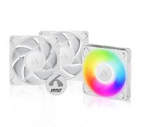 ARCTIC P12 Pro A-RGB (3 Piezas) - Potente Ventilador de Caja PC Premium, Case Fan PWM 120mm, Divisor cable Y, 600-3000 rpm, 0 rpm <5% PWM, 5V Digital RGB, 4 Pines, Rodamiento fluidodinámico - Blanco
