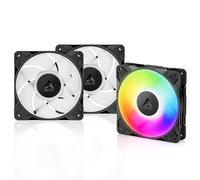 ARCTIC P12 Pro A-RGB (3 Piezas) - Potente Ventilador de Caja PC Premium, Case Fan PWM 120mm, Divisor cable en Y, 600-3000 rpm, 0 rpm <5% PWM, 5V Digital RGB, Rodamiento fluidodinámico, 4 Pines - Negro