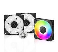 ARCTIC P12 Pro A-RGB (3 Piezas) - Potente Ventilador de Caja PC Premium, Case Fan PWM 120mm, Divisor cable en Y, 600-3000 rpm, 0 rpm <5% PWM, 5V Digital RGB, Rodamiento fluidodinámico, 4 Pines - Negro