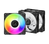 ARCTIC P12 Pro Reverse A-RGB (3 Pack) - 120 mm Ventilador Prémium con flujo de aire inverso, Ventilador PWM con divisor de cable en Y, 500-3000 rpm, 0 rpm <5% PWM, 5V Digital RGB, FDB, 4-Pin - Negro