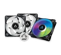 ARCTIC P12 PWM PST A-RGB (3 Piezas) - Ventilador PC 120mm, Fan 120mm, Ventilador de Caja optimizado para la presión estática, Semipasivo: 200-2000 rpm (0 rpm <5%), LED A-RGB de 3 pines de 5V - Negro