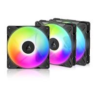 ARCTIC P14 Pro Reverse A-RGB - 3 Pack - 140 mm Ventilador Prémium con flujo de aire inverso, Ventilador PWM con divisor de cable en Y, 400-2650 rpm, 0 rpm <5% PWM, 5V Digital RGB, FDB, 4-Pin - Negro