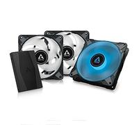 ARCTIC P14 PWM PST RGB (3 Piezas, incl. Controller) - Ventilador PC 140mm, Fan 140mm, Ventilador de Caja para presión estática, Semipasivo: 200-1900 rpm (0 rpm <5%), LED RGB de 12V y 4 pines - Negro