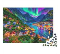 Arctic Town Jigsaw Puzzle 1000 Pieces Recycled Aurora Village Puzzles for Boy & Girl Parent Child Accesorios de Juego Desarrolla la Inteligencia de niños y niñas Educational 70x50cm/1000pcs