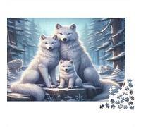 Arctic Wolf Family Puzzle 1000 Piezas Adultos Y Jóvenes Puzzle Difícil Puzzle Complicado Más Vendido Tiempo Libre Cartón Reciclado 38x26cm/1000pcs