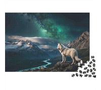 Arctic Wolf Mountain 100% Recycled Cardboard Lone Wolf 1000Pc Jigsaw for Adults & Kids Unique Beautifully Illustrated 52x38cm/1000pcs