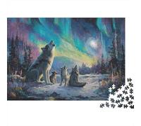 Arctic Wolf Pack 100% Recycled Cardboard Howling Wolf Pack 1000 Piece Adult Jigsaws For Adults & Kids Fun Home Activity 38x26cm/1000pcs