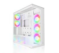 ARCTIC Xtender White (Clear Glass) - Caja de PC, Cristal Panorámico Templado, 2 Soportes de Radiador de 420 mm, Torre Midi, E-ATX, 5X Ventiladores A-RGB Preinstalados - Blanco