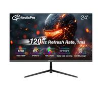 ArcticPro Monitor de 24 pulgadas 120Hz, FHD 1080p, monitor de computadora, IPS, 99% sRGB, tiempo de respuesta de 1 ms, sin marco de 3 lados, ultra delgado, montaje VESA, diseño antiluz azul, puertos