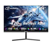 ArcticPro Monitor de 24 pulgadas 120Hz, FHD 1080p, monitor de computadora, IPS, 99% sRGB, tiempo de respuesta de 1 ms, sin marco, ultra delgado, montaje VESA, diseño de luz antiazul, puertos HDMI y