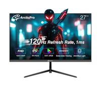 ArcticPro Monitor de 27 pulgadas 120Hz, FHD 1080p, monitor de computadora, IPS, 99% sRGB, sincronización adaptativa, tiempo de respuesta de 1 ms, sin marco de 3 lados, ultra delgado, montaje VESA