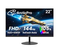 ArcticPro Monitor de computadora de 22 pulgadas, FHD 1080p, monitor de oficina y juegos de 100Hz, sin marco de 3 lados y ultra delgado, montaje VESA, HDMI y VGA, diseño de luz azul