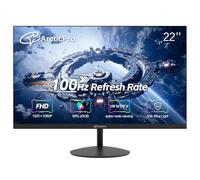 ArcticPro Monitor de computadora de 22 pulgadas, FHD 1080p, monitor de oficina y juegos de 100Hz, sin marco de 3 lados y ultra delgado, montaje VESA, HDMI y VGA, diseño de luz azul