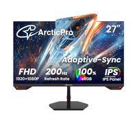 ArcticPro Monitor para juegos de 27 pulgadas, 180Hz, IPS, FHD 1080p, tiempo de respuesta de 1 ms, sincronización adaptativa, monitor de computadora de PC, sin marco, ultra delgado, 130% sRGB, filtro
