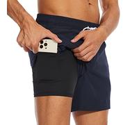 Arcweg Calzones Cortos de natación para Hombre con Forro de compresión, bañadores para Hombre, bañadores Cortos 2 en 1 con Forro y Bolsillos con Cremallera, Secado rápido, Surf, de Playa elásticos