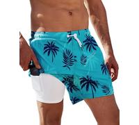 Arcweg Calzones Cortos de natación para Hombre con Forro de compresión, bañadores para Hombre, bañadores Cortos 2 en 1 con Forro y Bolsillos con Cremallera, Secado rápido, Surf, de Playa elásticos