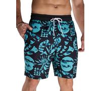 Arcweg Shorts de Baño Largos para Hombre - Secado Rápido, Múltiples Bolsillos, Ideales para Playa, Natación y Surf (Geometría entintada) L