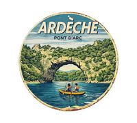 Ardèche Pont D'arc - Letrero redondo de metal retro para cafetería, bar, pub, hogar, sala de juegos, gimnasio, club, decoración de pared, póster de metal vintage de 8 x 8 pulgadas