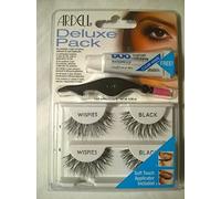 Ardell Deluxe Pack Fake Eyelash Kit Wispies Black Includes Glue and Applicator by Ardell