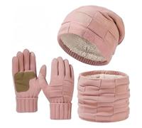 Ardenknit Winter Set, 3 Piece Set Windproof Knit Hat, Windproof and Good Elasticity, Fashion, Hat, Scarf and Gloves (B)