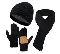 Ardenknit Winter Set, 3 Piece Set Windproof Knit Hat, Windproof and Good Elasticity, Fashion, Hat, Scarf and Gloves (C1)