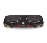 ARDES Hornillo eléctrico para cocinar, de 2000W en acero pintado para Camping y Cocina con 2 Placas de fundición Diámetro 15,5 cm y 2 Termostatos Modelo TIKAPPA AR1F21 Negro