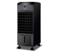 Ardes Penny Q-BLACK Climatizador Evaporativo 60W con Oscilación Automática, 3 Velocidades, Temporizador 7,5 h, mando, Panel Digital LED, Controles Táctiles, Depósito 4 L y Ruedas
