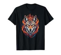 Ardiente Urbano Lobo Cabeza Ciudad Horizonte Espíritu Aull Camiseta