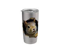 Ardilla 3D estallando fuera de tela rasgada divertido Vaso térmico de acero inoxidable de doble pared