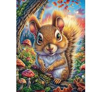 Ardilla Abrazando una Nuez Puzzles 1000 Piezas Obra De Arte Abstracta Hada Tale Wild Animals Fantasy Rompecabezas para Adultos Decoración Hogar Moderno DIY Creativo Desafío 1000 PCS