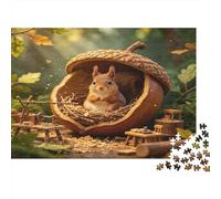 Ardilla Bellota Escena del Bosque Puzzle de 1000 Piezas Papel para Adultos Naturaleza Relajación Decoración Hogar Regalo Diversión Familiar 52x38cm/1000pcs