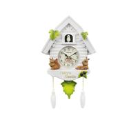 (Ardilla blanca) Reloj de pared de cuco, casa de pájaros, hora del día, despertadores, reloj de pared