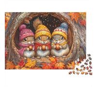 Ardilla Bonita Bosque de Otoño Puzzle de 1000 Piezas Papel para Adultos Hueco de Árbol Juego de Puzzle 1000 Piezas Relajación Regalo 52x38cm/1000pcs